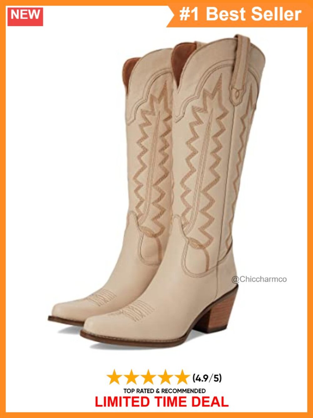 Leather Knee High Embroidered Snip Toe Pull On Casual Boots